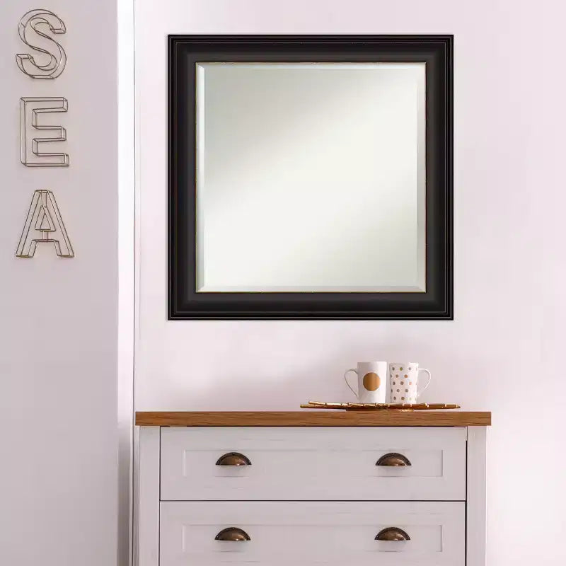 Miroir mural encadré trio 24" x 24" Bronze huilé - Amanti Art : Carré moderne biseauté, aucun assemblage requis