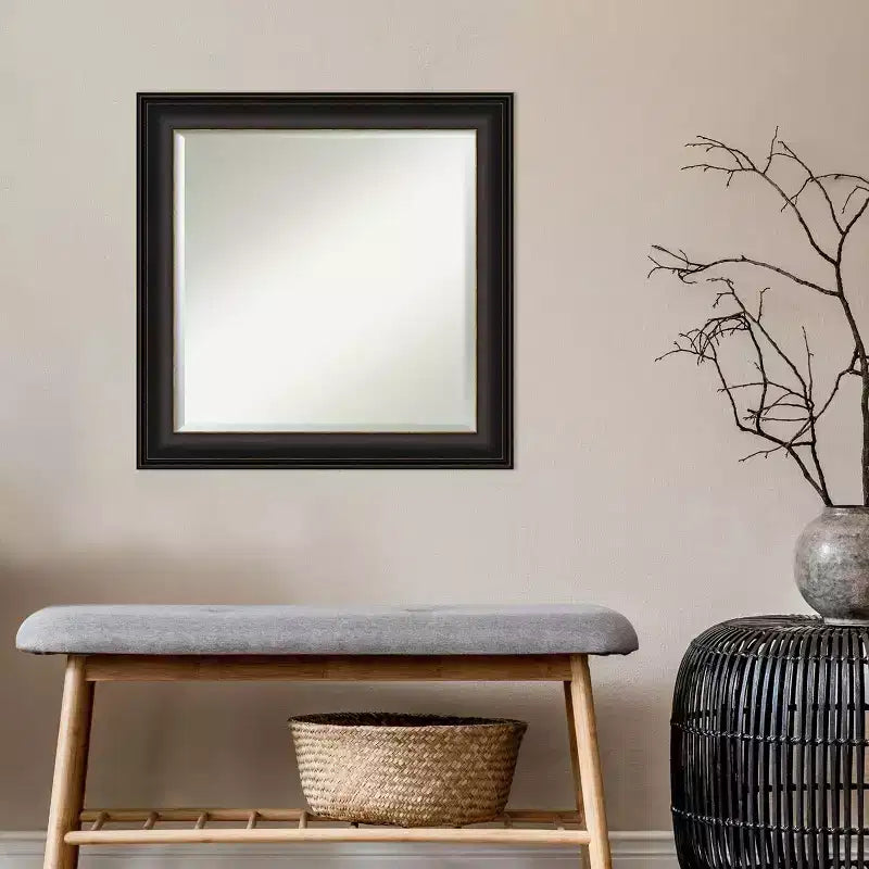 Miroir mural encadré trio 24" x 24" Bronze huilé - Amanti Art : Carré moderne biseauté, aucun assemblage requis