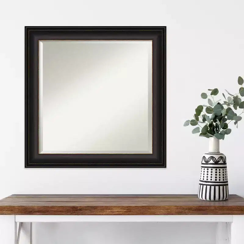 Miroir mural encadré trio 24" x 24" Bronze huilé - Amanti Art : Carré moderne biseauté, aucun assemblage requis