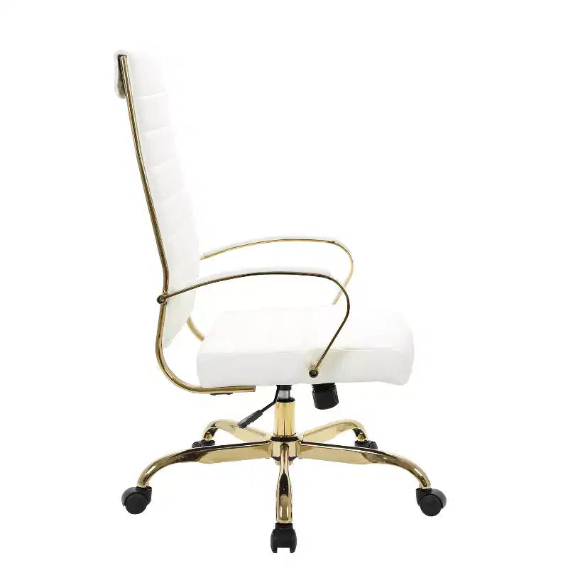 Fauteuil de bureau exécutif HomeStock, hauteur réglable de 38 po, siège en similicuir noir, avec roulettes