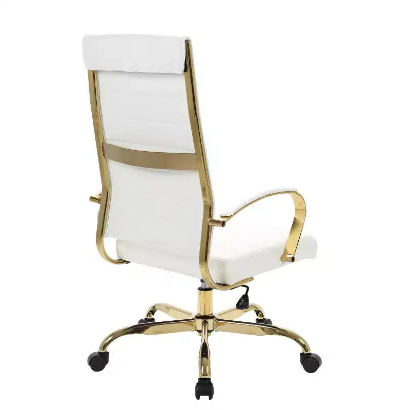 Fauteuil de bureau exécutif HomeStock, hauteur réglable de 38 po, siège en similicuir noir, avec roulettes