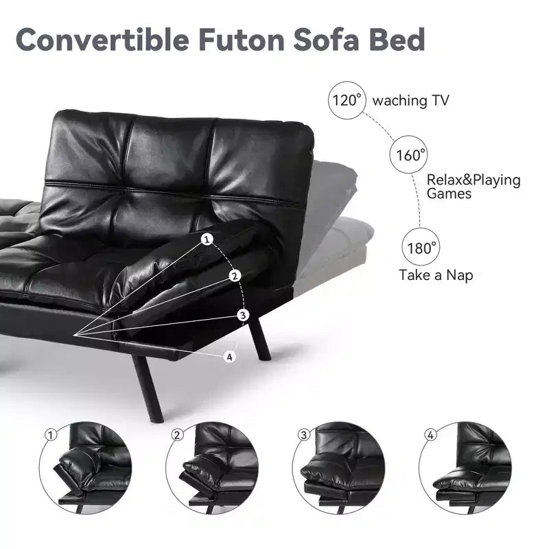 Canapé-Lit Futon Convertible Dyonery 71, Canapé Futon Moderne en Mousse à Mémoire de Forme avec Coussin Amovible, Dossier et Accoudoirs Réglables