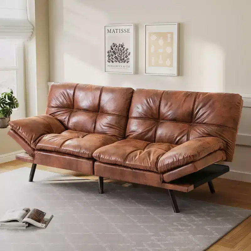 Canapé-Lit Futon Convertible Dyonery 71, Canapé Futon Moderne en Mousse à Mémoire de Forme avec Coussin Amovible, Dossier et Accoudoirs Réglables