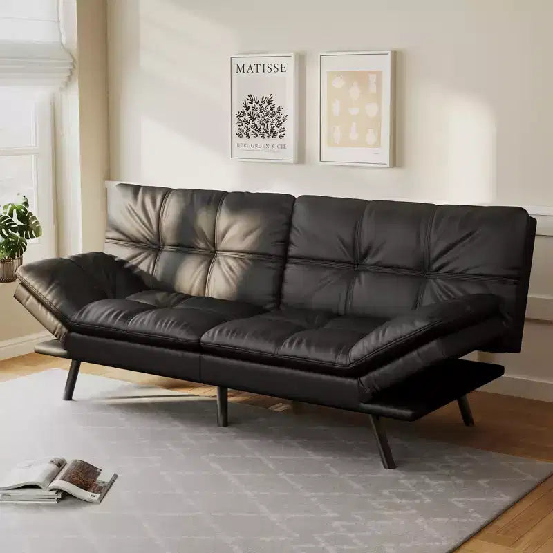 Canapé-Lit Futon Convertible Dyonery 71, Canapé Futon Moderne en Mousse à Mémoire de Forme avec Coussin Amovible, Dossier et Accoudoirs Réglables