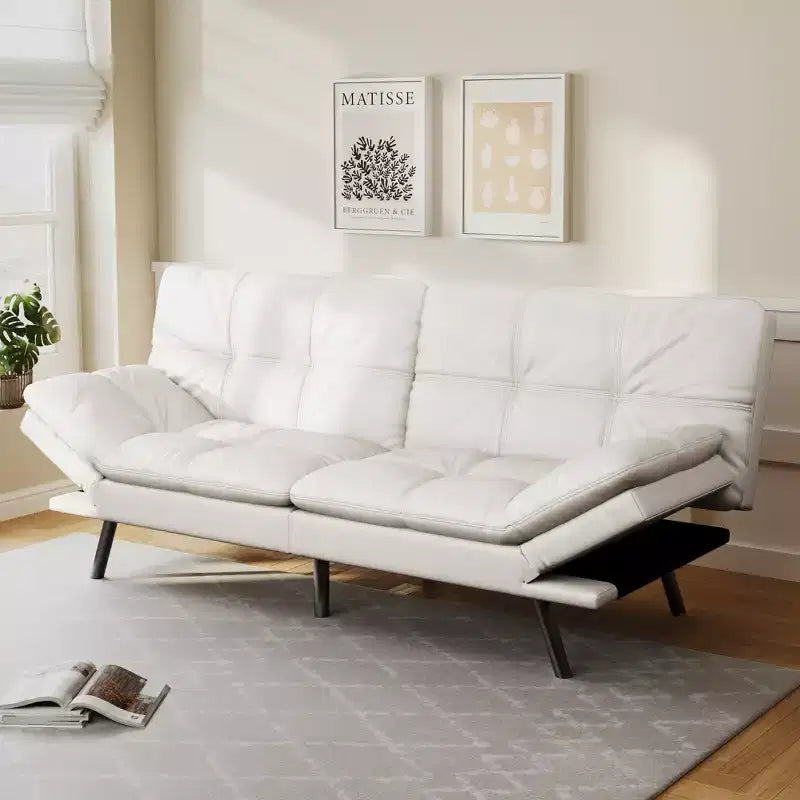 Canapé-Lit Futon Convertible Dyonery 71, Canapé Futon Moderne en Mousse à Mémoire de Forme avec Coussin Amovible, Dossier et Accoudoirs Réglables