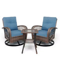 3-Piece Swivel Rocking Patio Chairs Set, Wicker Patio Bistro Set, 2 Glider Chairs & Side Table, Thickened Cushions, for Porch, Backyard, Garden