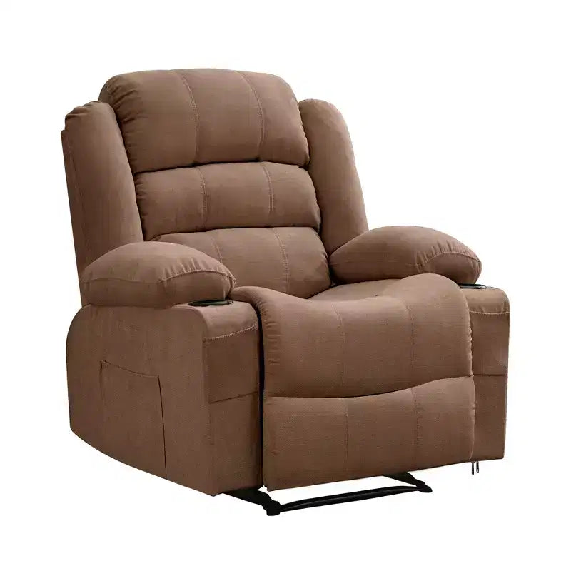 Fauteuil inclinable large COZONY pour adultes, fauteuil de relaxation manuel surdimensionné avec accoudoir, dossier, 2 porte-gobelets et pochette latérale pour salon
