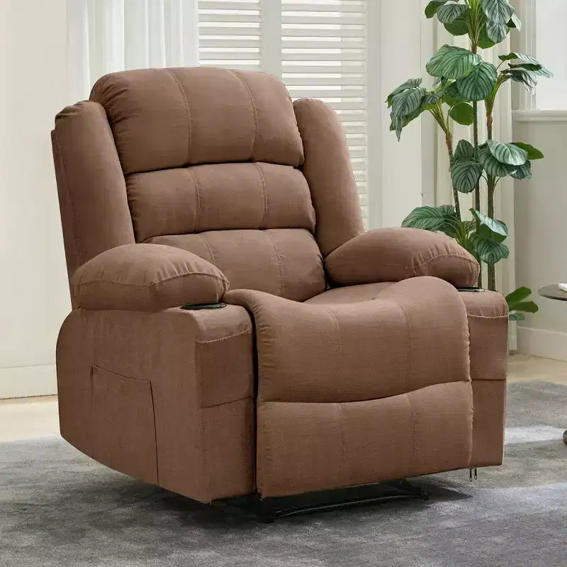 Fauteuil inclinable large COZONY pour adultes, fauteuil de relaxation manuel surdimensionné avec accoudoir, dossier, 2 porte-gobelets et pochette latérale pour salon