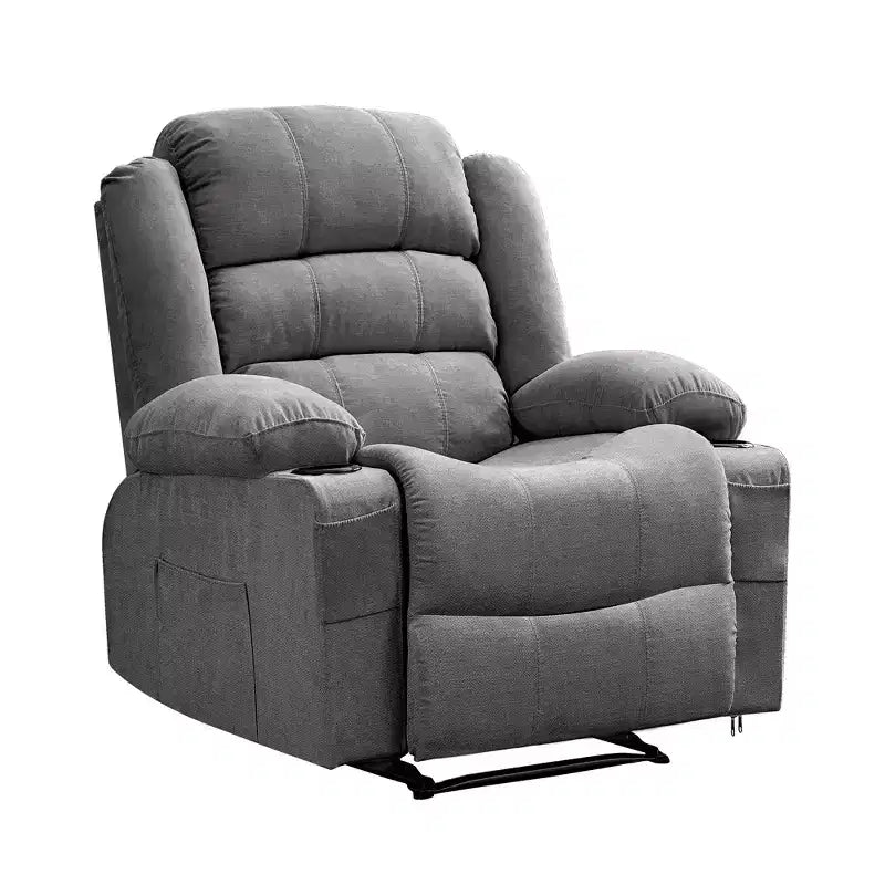 Fauteuil inclinable large COZONY pour adultes, fauteuil de relaxation manuel surdimensionné avec accoudoir, dossier, 2 porte-gobelets et pochette latérale pour salon