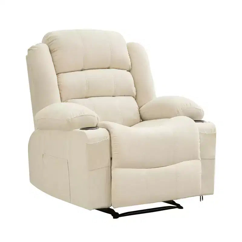 Fauteuil inclinable large COZONY pour adultes, fauteuil de relaxation manuel surdimensionné avec accoudoir, dossier, 2 porte-gobelets et pochette latérale pour salon