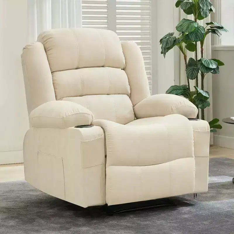 Fauteuil inclinable large COZONY pour adultes, fauteuil de relaxation manuel surdimensionné avec accoudoir, dossier, 2 porte-gobelets et pochette latérale pour salon