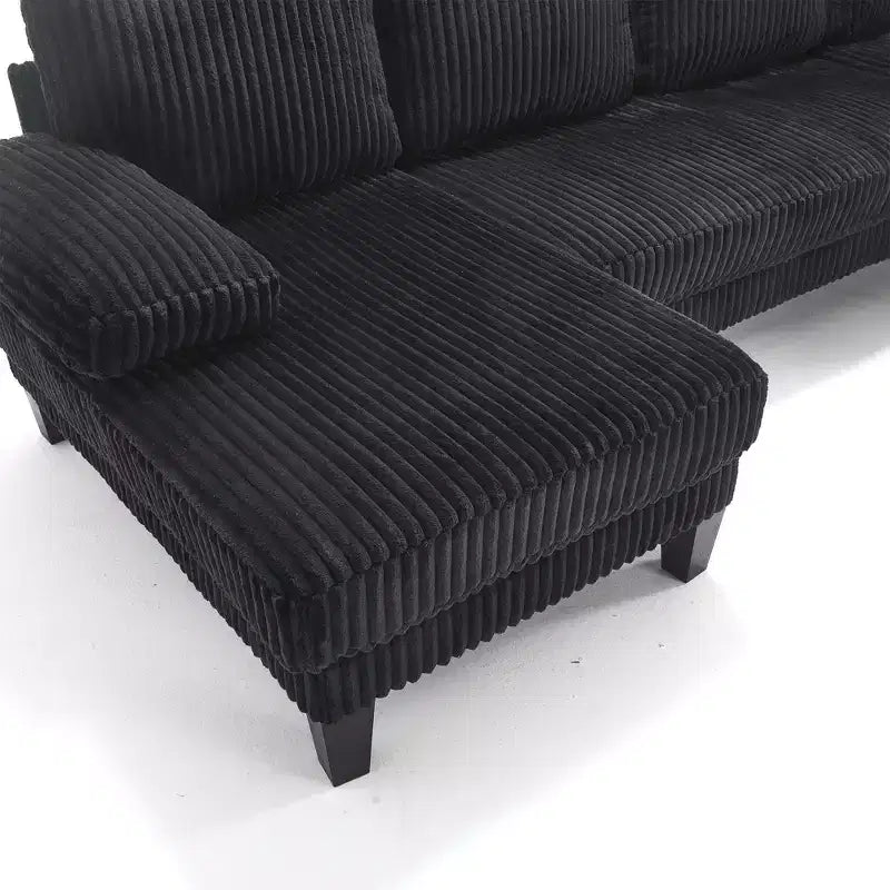 Canapé sectionnel d'angle en velours côtelé Homy Casa avec double méridienne, canapé 4 places pour salon