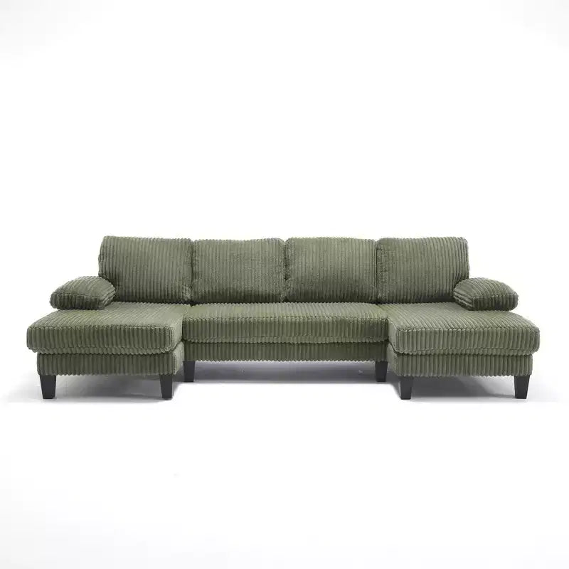 Canapé sectionnel d'angle en velours côtelé Homy Casa avec double méridienne, canapé 4 places pour salon