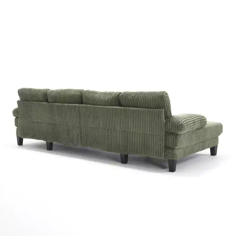 Canapé sectionnel d'angle en velours côtelé Homy Casa avec double méridienne, canapé 4 places pour salon