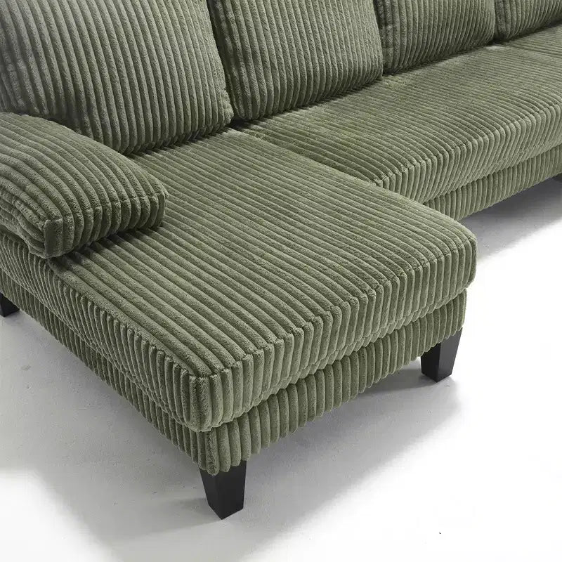 Canapé sectionnel d'angle en velours côtelé Homy Casa avec double méridienne, canapé 4 places pour salon