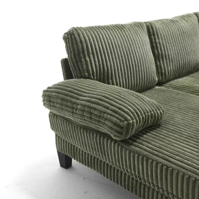 Canapé sectionnel d'angle en velours côtelé Homy Casa avec double méridienne, canapé 4 places pour salon