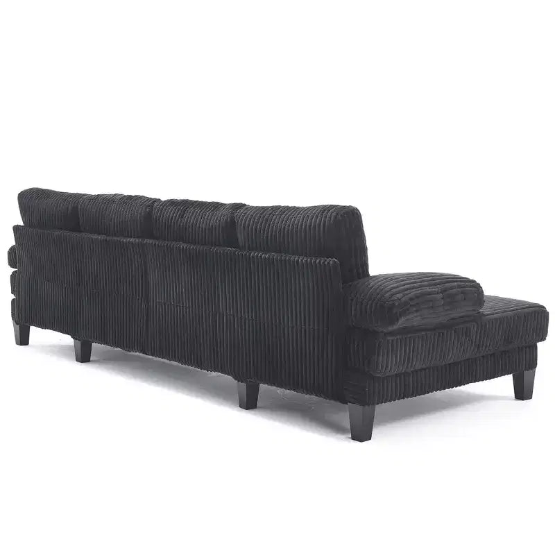 Canapé sectionnel d'angle en velours côtelé Homy Casa avec double méridienne, canapé 4 places pour salon