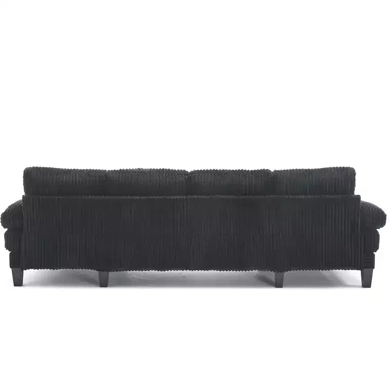 Canapé sectionnel d'angle en velours côtelé Homy Casa avec double méridienne, canapé 4 places pour salon