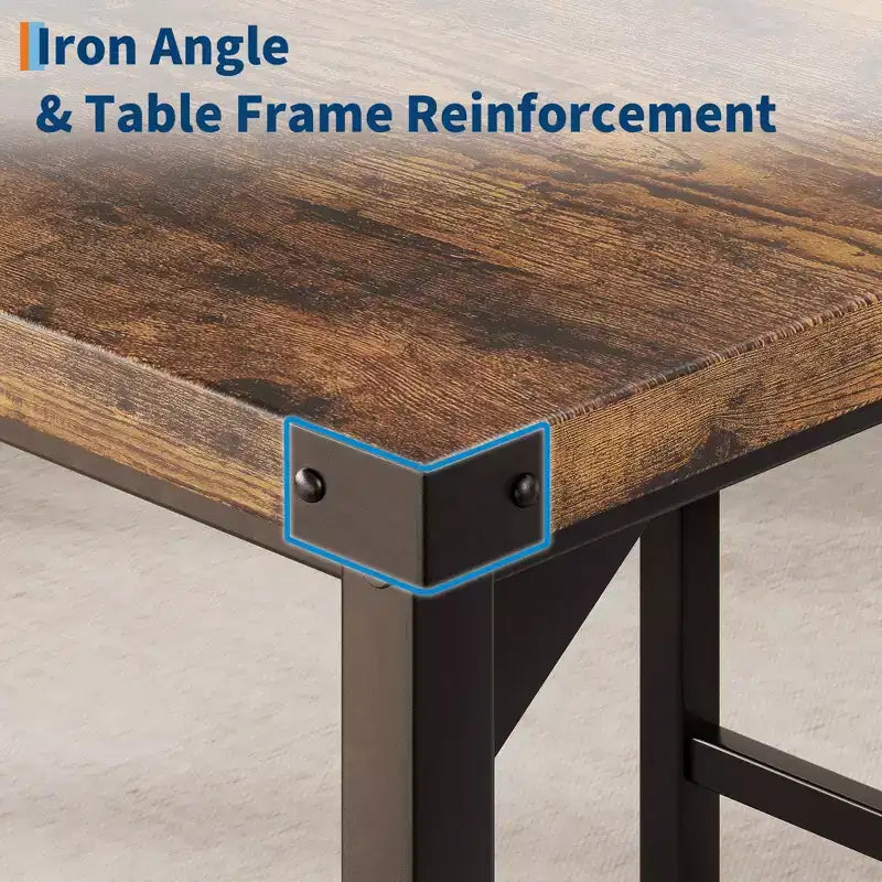 Ensemble de table à manger pour 4, ensemble de table de cuisine 5 pièces, repose-pieds, protection d'angle, table à hauteur de comptoir, 2 tabourets de bar rembourrés, pour la cuisine