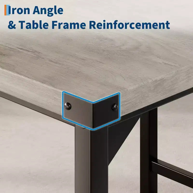 Ensemble de table à manger pour 4, ensemble de table de cuisine 5 pièces, repose-pieds, protection d'angle, table à hauteur de comptoir, 2 tabourets de bar rembourrés, pour la cuisine