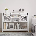 COZONY Farmhouse Entryway Table with Sliding Barn Doors, Industrial Console Table with Storage