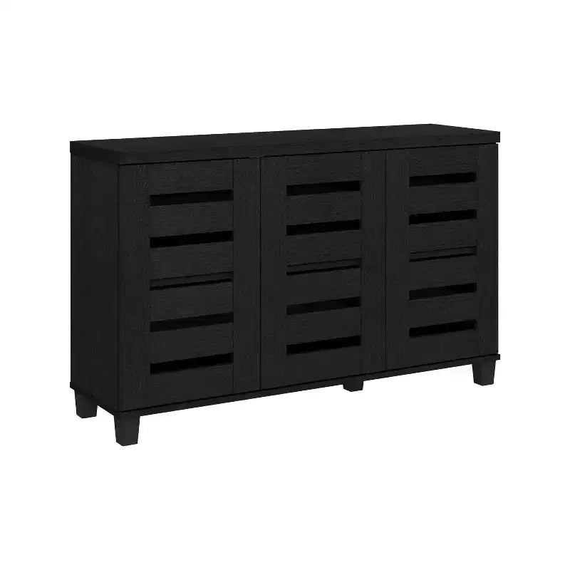 Galano Meuble à Chaussures 3 Portes 16 Paires avec Étagères Réglables Chêne Noir 45.3 L 13 P 28 H