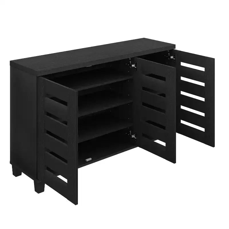 Galano Meuble à Chaussures 3 Portes 16 Paires avec Étagères Réglables Chêne Noir 45.3 L 13 P 28 H
