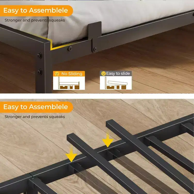 Cadre de lit d'angle grand format avec lumières LED et étagère de rangement intégrée, station de charge, canapé-lit capitonné avec 3 tiroirs, pas besoin de sommier, gris