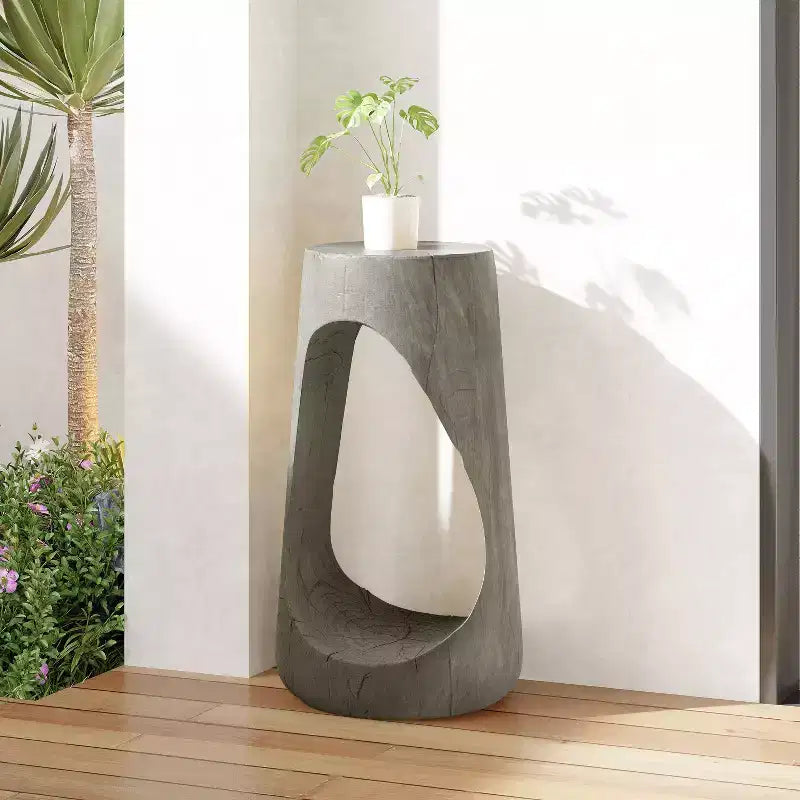 MAYEERTY 1 Pack Modern Hollow MGO End Table, Artistic Side Table for Living Room, Bedroom, Outdoor Patio