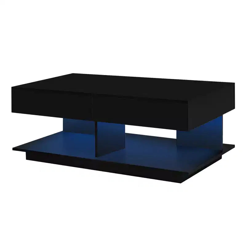 Table basse extensible moderne avec rangement, table centrale rectangulaire réglable avec espace caché pour salon