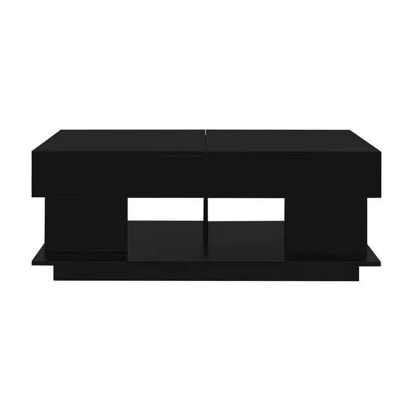 Table basse extensible moderne avec rangement, table centrale rectangulaire réglable avec espace caché pour salon