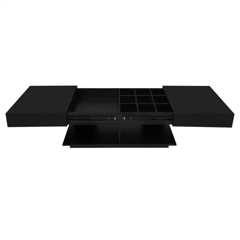 Table basse extensible moderne avec rangement, table centrale rectangulaire réglable avec espace caché pour salon