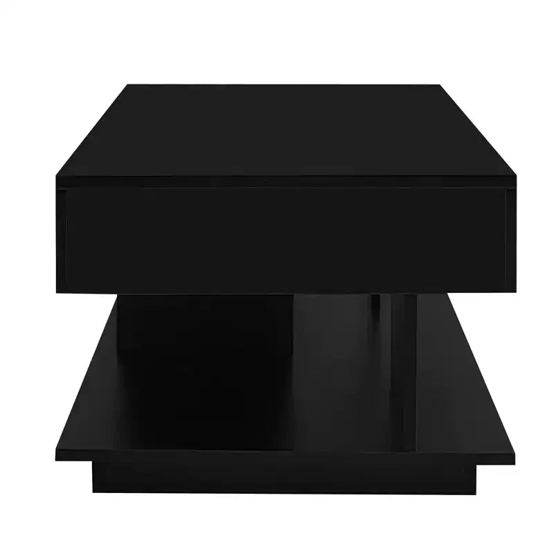 Table basse extensible moderne avec rangement, table centrale rectangulaire réglable avec espace caché pour salon
