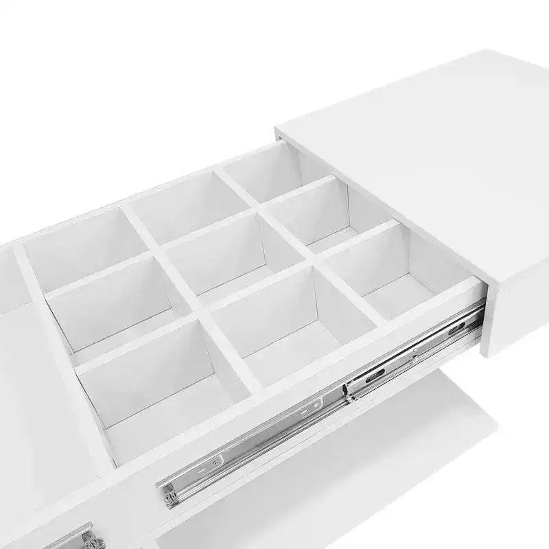 Table basse extensible moderne avec rangement, table centrale rectangulaire réglable avec espace caché pour salon