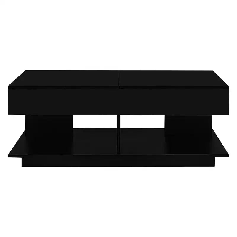Table basse extensible moderne avec rangement, table centrale rectangulaire réglable avec espace caché pour salon
