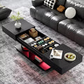 Table basse extensible moderne avec rangement, table centrale rectangulaire réglable avec espace caché pour salon
