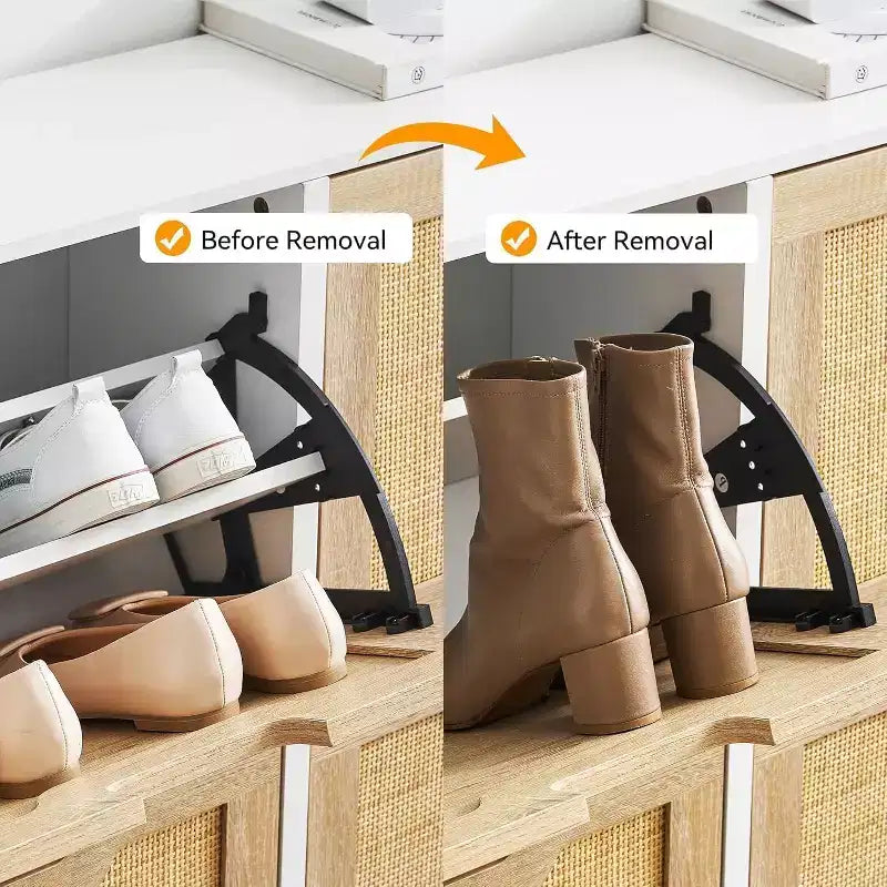 Meuble à chaussures en rotin pour entrée avec 4 portes, étagères réglables, peut contenir 20 paires, mobilier de rangement moderne, grande capacité de rangement