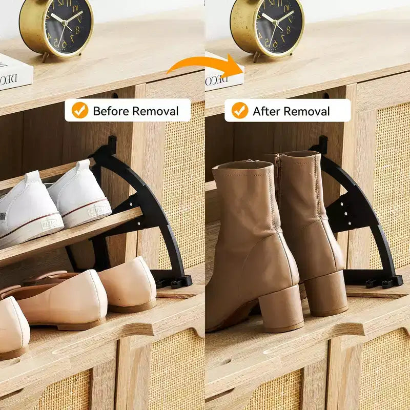Meuble à chaussures en rotin pour entrée avec 4 portes, étagères réglables, peut contenir 20 paires, mobilier de rangement moderne, grande capacité de rangement