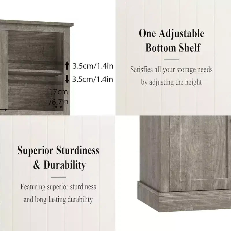Meuble de rangement haut indépendant de 180 cm avec support micro-ondes, tiroirs et étagères réglables, meuble de cuisine de style campagnard pour la maison