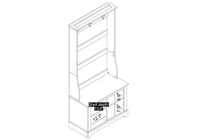 Meuble d'entrée GALANO avec banc et miroir de rangement en chêne noueux 31,3 L x 15,7 P x 68,3 H