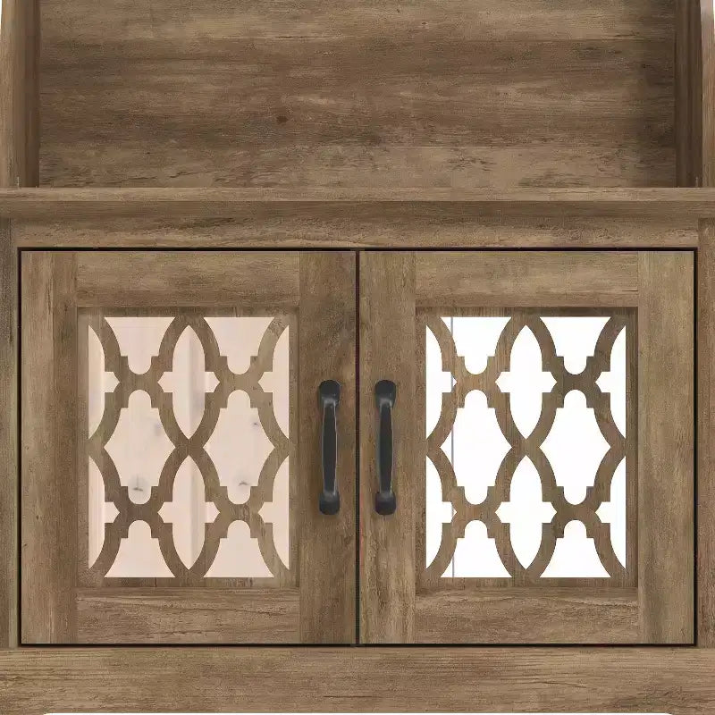 Meuble d'entrée GALANO avec banc et miroir de rangement en chêne noueux 31,3 L x 15,7 P x 68,3 H