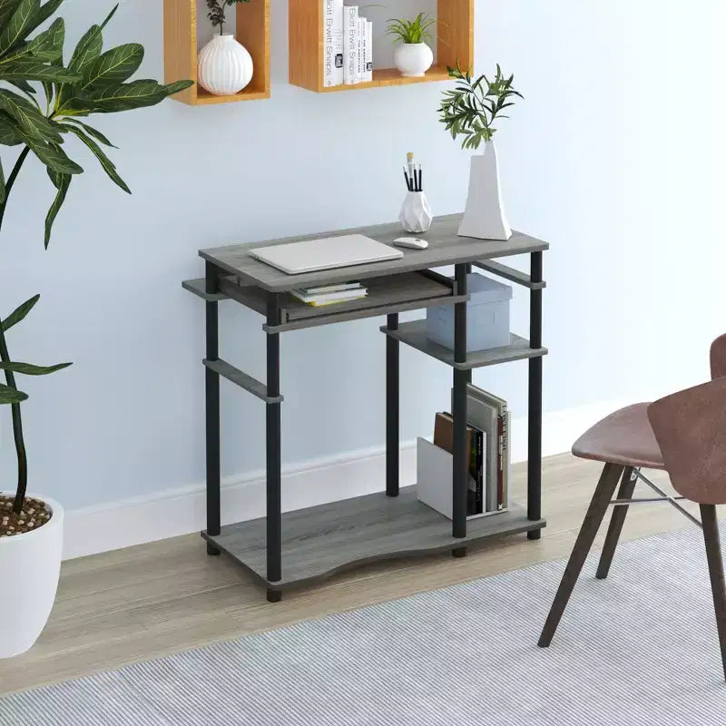 HOMLUX 31 Bureau d'ordinateur avec étagère de rangement, tiroir clavier coulissant et support pour multiprise