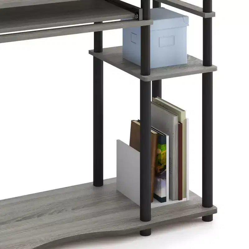 HOMLUX 31 Bureau d'ordinateur avec étagère de rangement, tiroir clavier coulissant et support pour multiprise