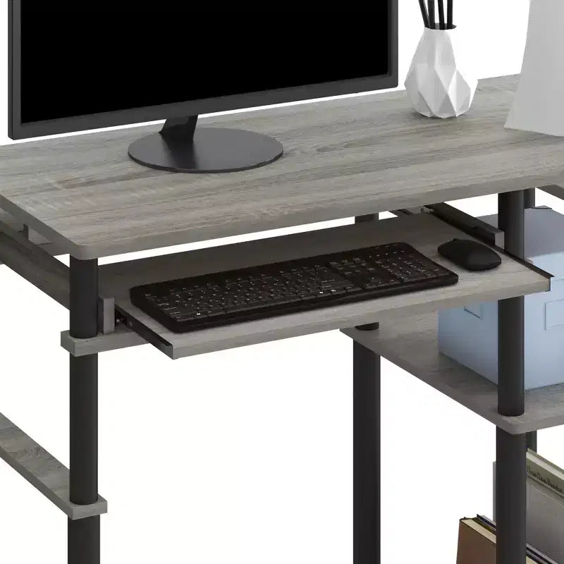 HOMLUX 31 Bureau d'ordinateur avec étagère de rangement, tiroir clavier coulissant et support pour multiprise