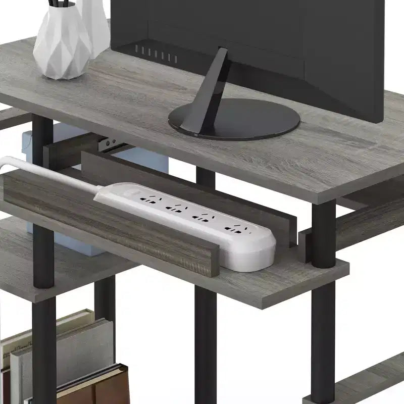 HOMLUX 31 Bureau d'ordinateur avec étagère de rangement, tiroir clavier coulissant et support pour multiprise