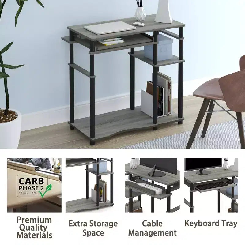 HOMLUX 31 Bureau d'ordinateur avec étagère de rangement, tiroir clavier coulissant et support pour multiprise