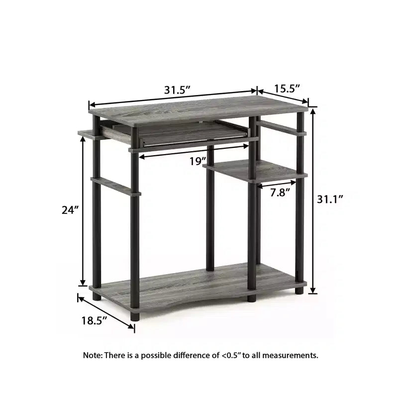 HOMLUX 31 Bureau d'ordinateur avec étagère de rangement, tiroir clavier coulissant et support pour multiprise