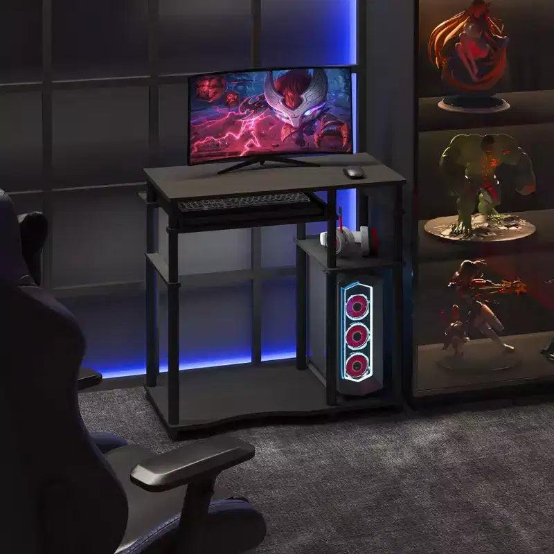 HOMLUX 31 Bureau d'ordinateur avec étagère de rangement, tiroir clavier coulissant et support pour multiprise