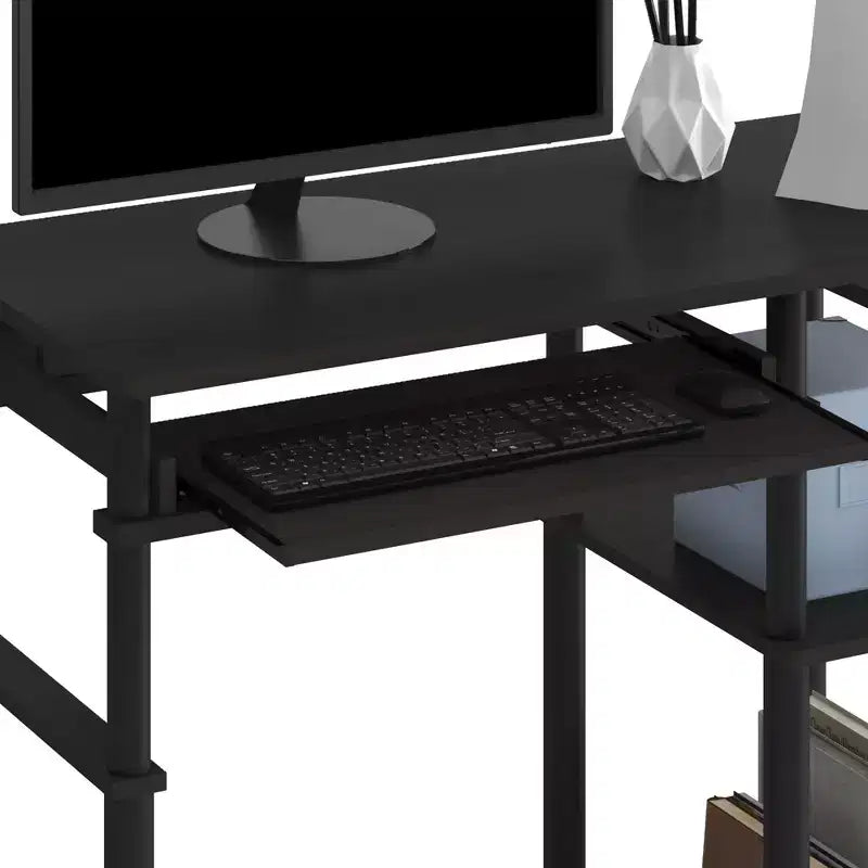 HOMLUX 31 Bureau d'ordinateur avec étagère de rangement, tiroir clavier coulissant et support pour multiprise
