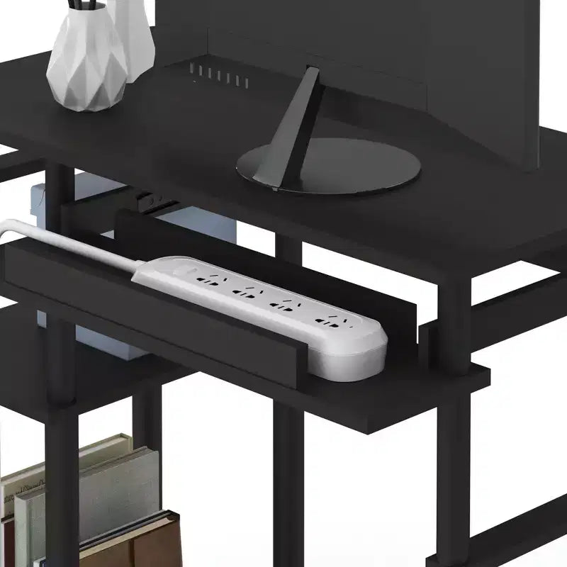 HOMLUX 31 Bureau d'ordinateur avec étagère de rangement, tiroir clavier coulissant et support pour multiprise